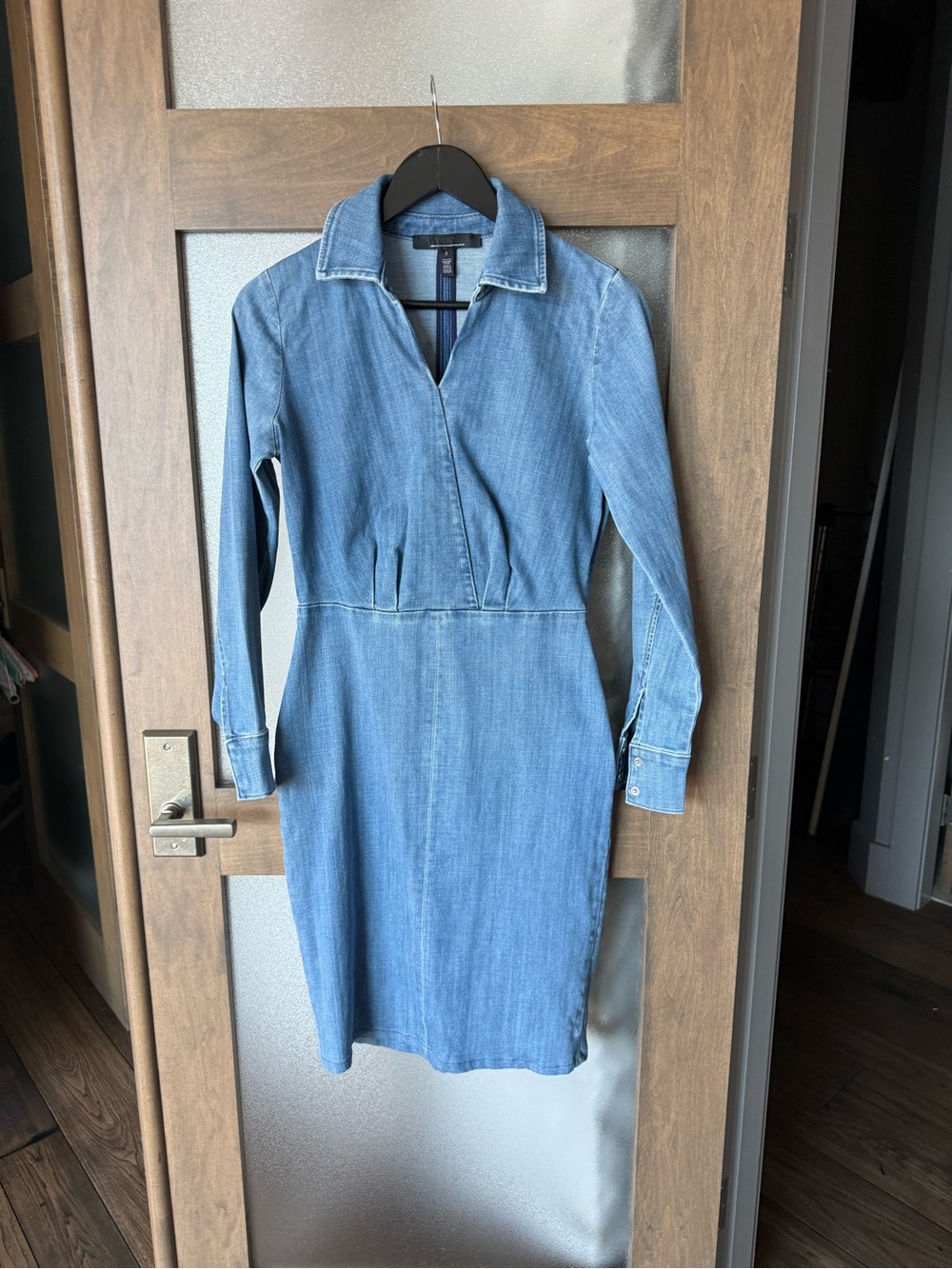Denim stretch fitted jean dress